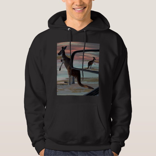"Reflektioner från Vilden: A Kangaroo på stranden Sweatshirt Med Luva (Framsida)