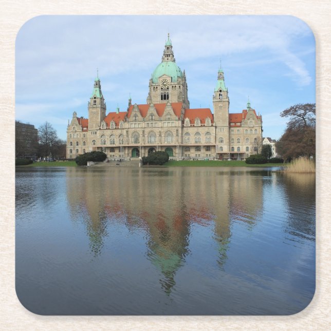 Reflektioner i Hannover, Tyskland - Underlägg Papper Kvadrat (Framsidan)