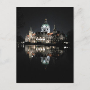 Reflektioner i natt i Hannover, Tysklanda Vykort