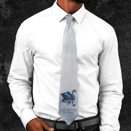 Reflektioner i sjö | Dusty Blue Svan Groomsman Slips