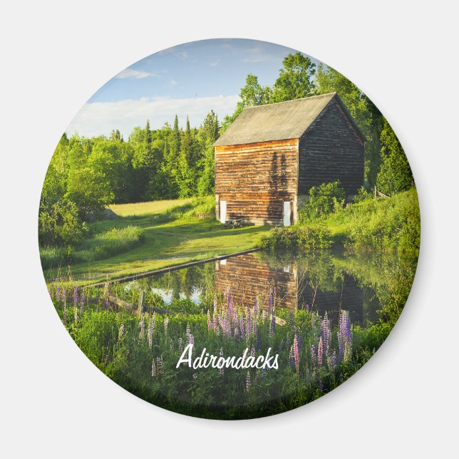 Reflektioner i vår i Adirondacks, N.Y. Magnet (Framsidan)