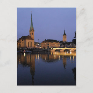 Reflektioner i Zürich, Schweiz vykort