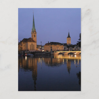 Reflektioner i Zürich, Schweiz vykort