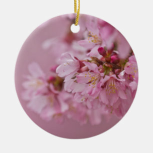 Reflektioner kring Blek Rosa av Sakura Cherry Blom Julgransprydnad Keramik