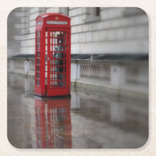 Reflektioner kring en Mobil rödbox - London Underl Underlägg Papper Kvadrat