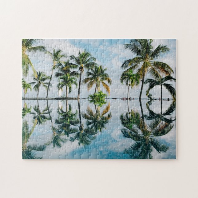 Reflektioner kring Paradise Handflatan Träd Pussel (Horisontell)