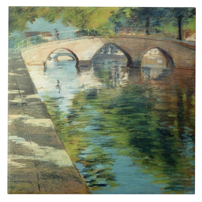 Reflektioner på en kanal (av William Merritt Chase Kakelplatta (Framsidan)