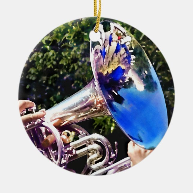 Reflektioner på ett Baritonhorn Julgransprydnad Keramik (Framsidan)