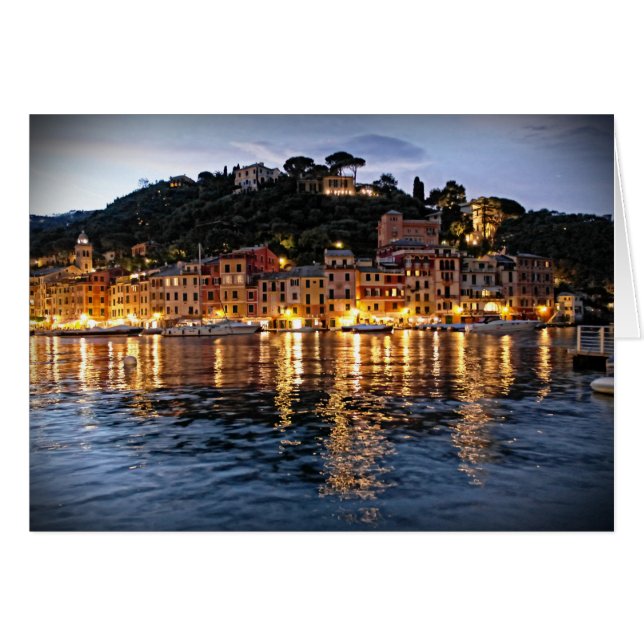 Reflektioner på Portofino, Italia - Notecard OBS Kort (Framsidan Horizontal)