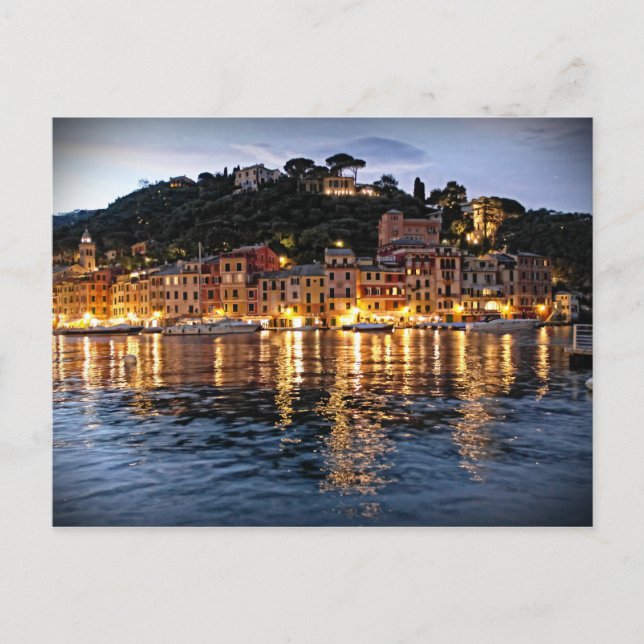 Reflektioner på Portofino, italienskt vykort (Framsida)
