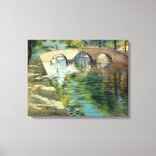 Reflektioner på Vatten vid en kanal Canvastryck (Framsida)