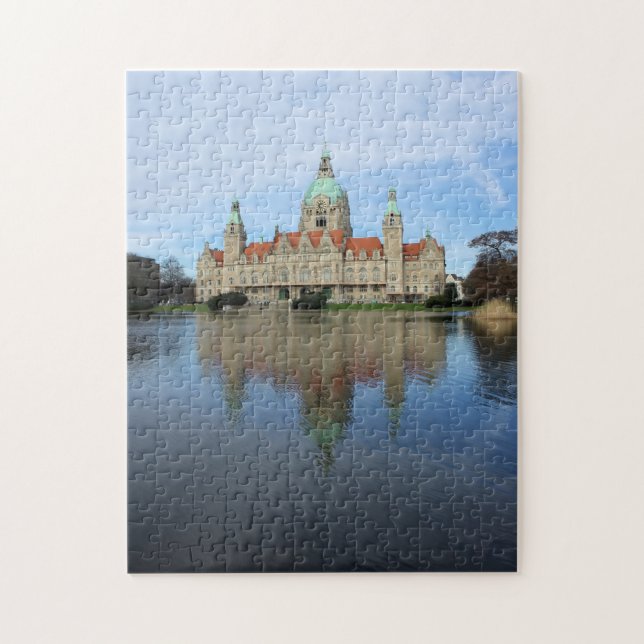 Reflektioner - Stadshuset - Hannover, Tyskland Pus Pussel (Vertikal)