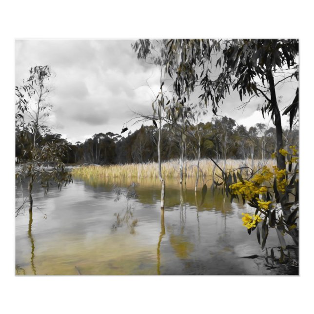 Reflektioner under Grått Himmel Fototryck (Framsidan)