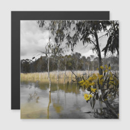 Reflektioner under Grått Himmel Magnetiskt kort