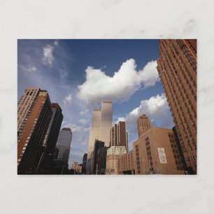 Reflektionsbild för vykort med WTC Twin Torn NYC