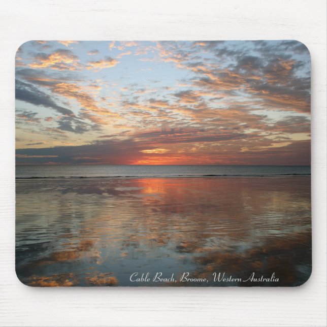 Reflektionssolnedgång, kabelbuss, Broome, Australi Musmatta (Framsidan)