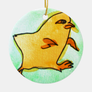 Reflexillustration av chicken Cute-höftled Påsk Julgransprydnad Keramik