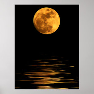 Reflexion av ett fullmånetryck poster