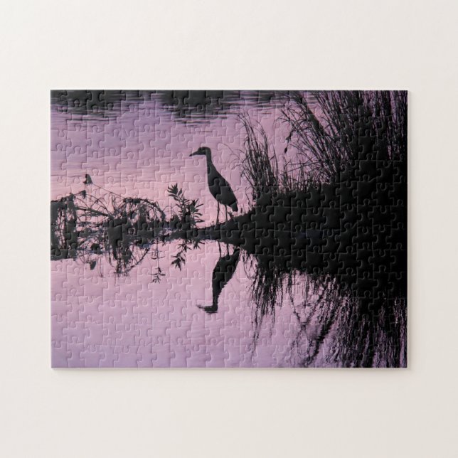 Reflexion av häger vid skymning pussel (Horisontell)