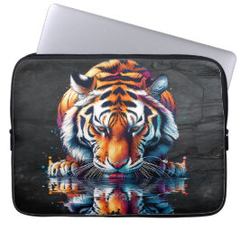 Reflexion av tiger som dricker vatten laptop fodral