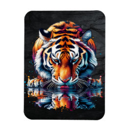 Reflexion av tiger som dricker vatten  magnet