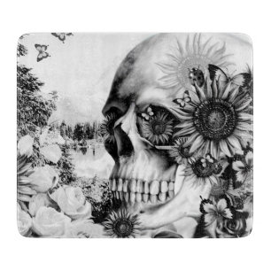 Reflexion. Blommigten landskap skull.en