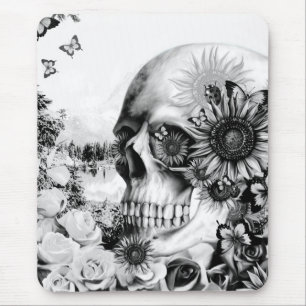 Reflexion. Blommigten landskap skull.en Musmatta