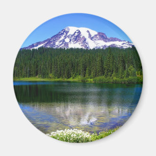 Reflexion sjö, Mount Rainier, WA, USA Magnet