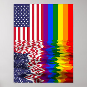 Reflexionen för LGBT-regnbågeflagga samlar banret Poster