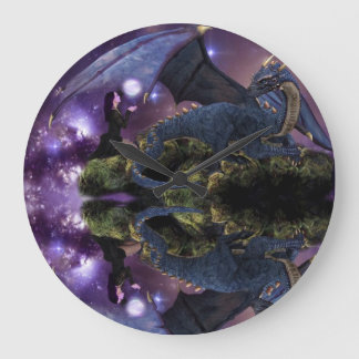 Reflexioner en drakebassäng stor klocka