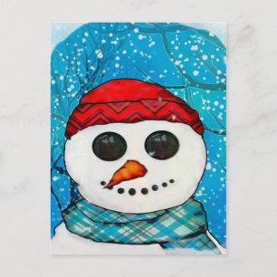 Reflexioner jul Snögubbe Folk Art COLLECT Helg Vykort