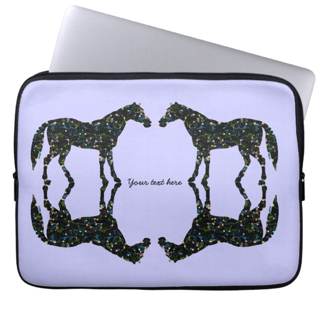 Reflexionsblåtthästar Laptop Sleeve (Framsidan)