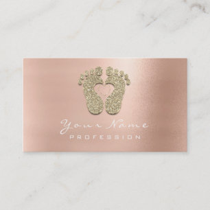 Reflexologi Massage Therapist Feet Rosa ros Guld Visitkort