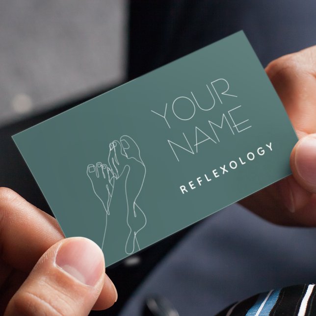 Reflexologi Massage Therapy Feet Line Art Olive Visitkort (Skapare uppladdad)
