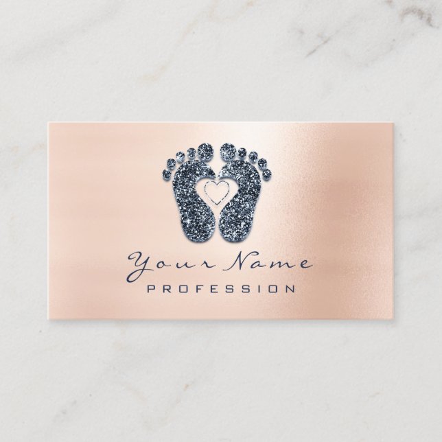 Reflexologi Ro Glitter Blue Navy Möte Tidsbeställning Kort (Framsida)