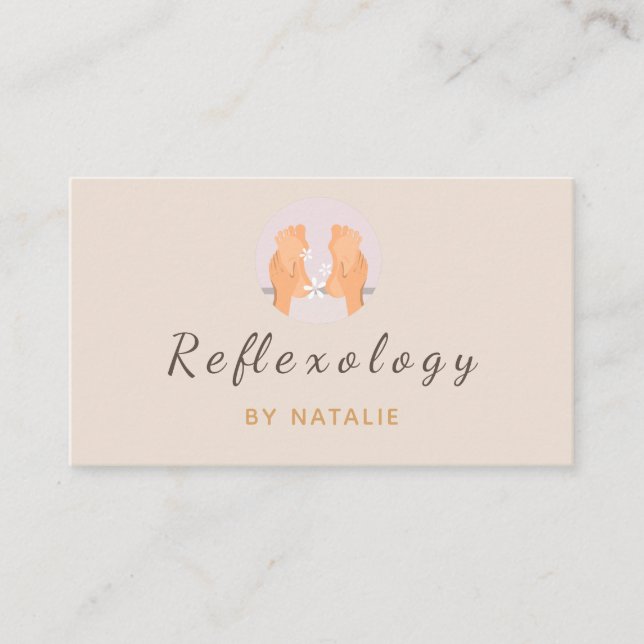 Reflexologisk massage - behandlingsfot för Social- Visitkort (Framsida)