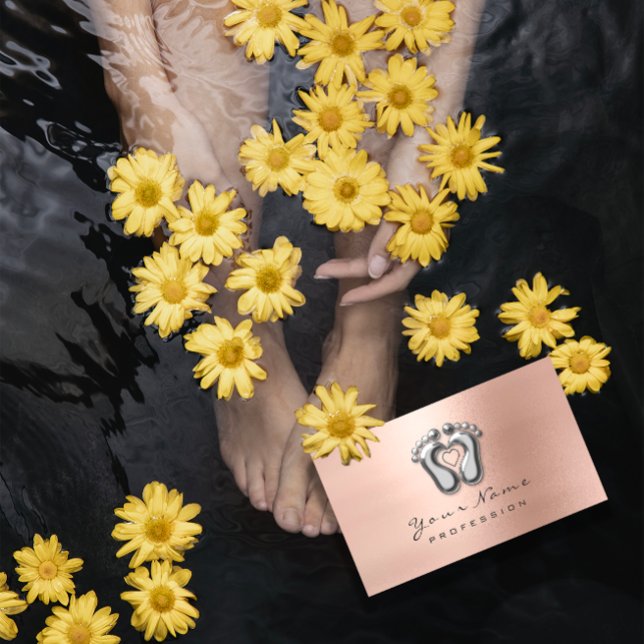 Reflexologisk massage Therapist Silver Ro  Visitkort (Reflexology Massage Therapist Silver Rose Blush Business Card)