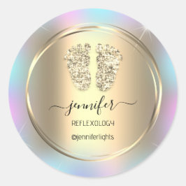 Reflexology Baby Feet Guld Holograph Guld Runt Klistermärke