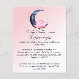 Reflexology Rosa Lotus Flower Måne Business Flygblad