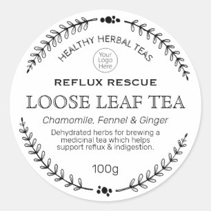 Reflux Rädding Herbal Tea Logotyp Labels Runt Klistermärke