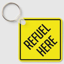 Refuel here Metall Square Keychain Nyckelring