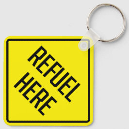 Refuel here Metall Square Keychain Nyckelring