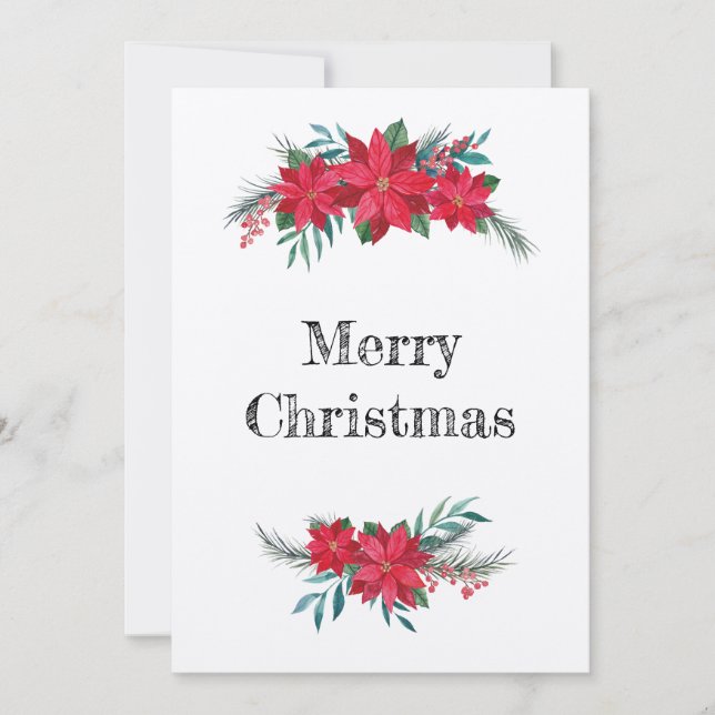 Refugio de invierno de Poinsettias Julkort (Framsida)