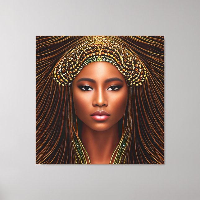 Regal African Beauty: Firande av Black History Canvastryck (Framsida)