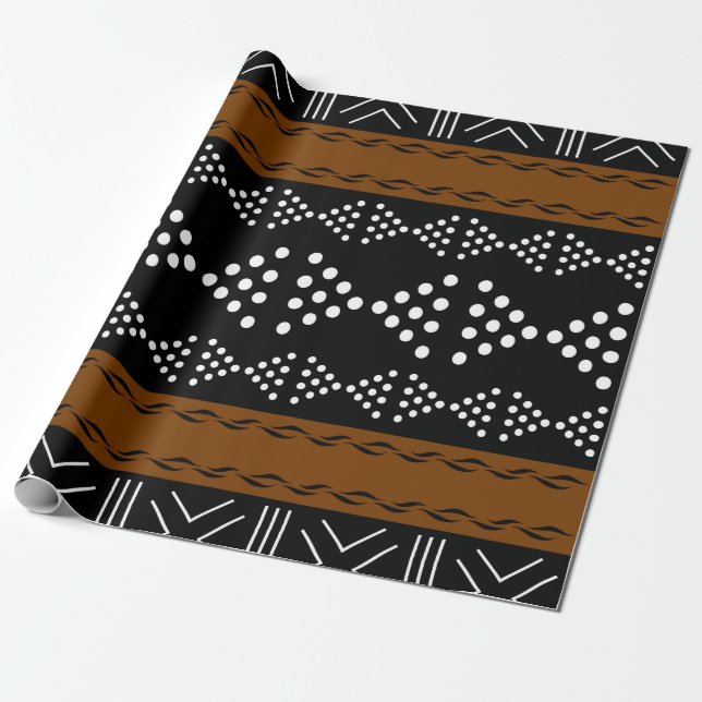 Regal African Mudcloth Inspired Wrapping Papper Presentpapper (Utrullad)