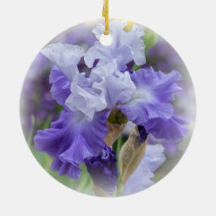 Regal Bearded Iris - Lila & White Julgransprydnad Keramik