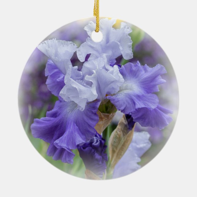 Regal Bearded Iris - Lila & White Julgransprydnad Keramik (Baksidan)