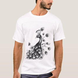 Regal Beauty: Peacock Charcol Art T Shirt