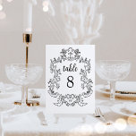 Regal Black and White | Vintage Baroque Ram Bordsnummer<br><div class="desc">Dessa kort för bordsnummer i elegant och luxe bröllop har en vintage konst ram med ornat baroque stil. Utformningen är svart och vit. Modern manusgrafi och klassisk text, tillsammans med initialer eller monogram, gör detta till ett klassligt men aktuellt val av contemporary för bröllop. Se till att du skapar ett...</div>
