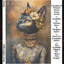 Regal Black Cat i Guld Porträtt EB3L Decoupage
